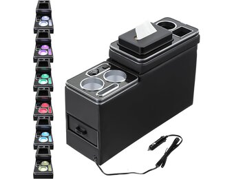 Opbergconsole VW T4-T6.1 Zwart Gla met USB & LED - 30% Korting!