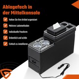 Opbergconsole VW T4-T6.1 Zwart Gla met USB & LED - 30% Korting!