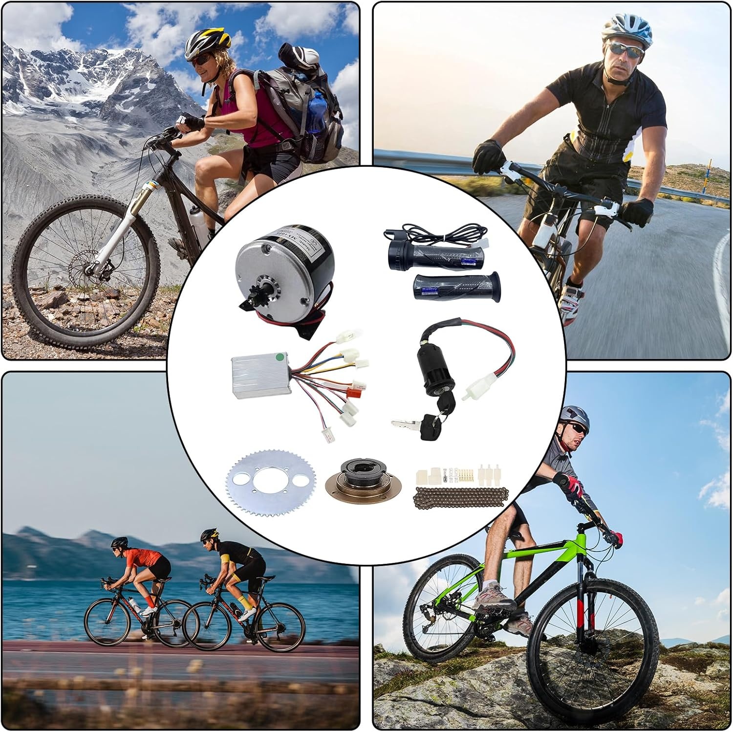 Fiets Borstelmotor Ombouwset 24V 250W - 9 Delig met Korting