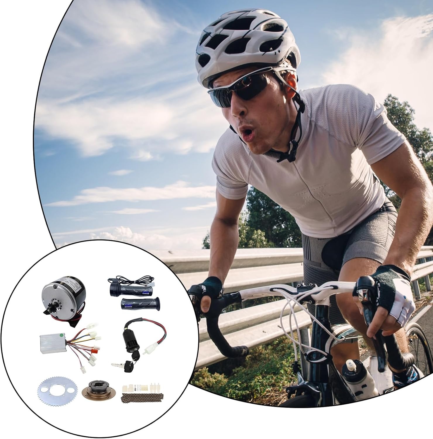 Fiets Borstelmotor Ombouwset 24V 250W - 9 Delig met Korting