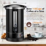 17L RVS Filterkoffieapparaat - 113 Kops - Snel & Dubbelwandig