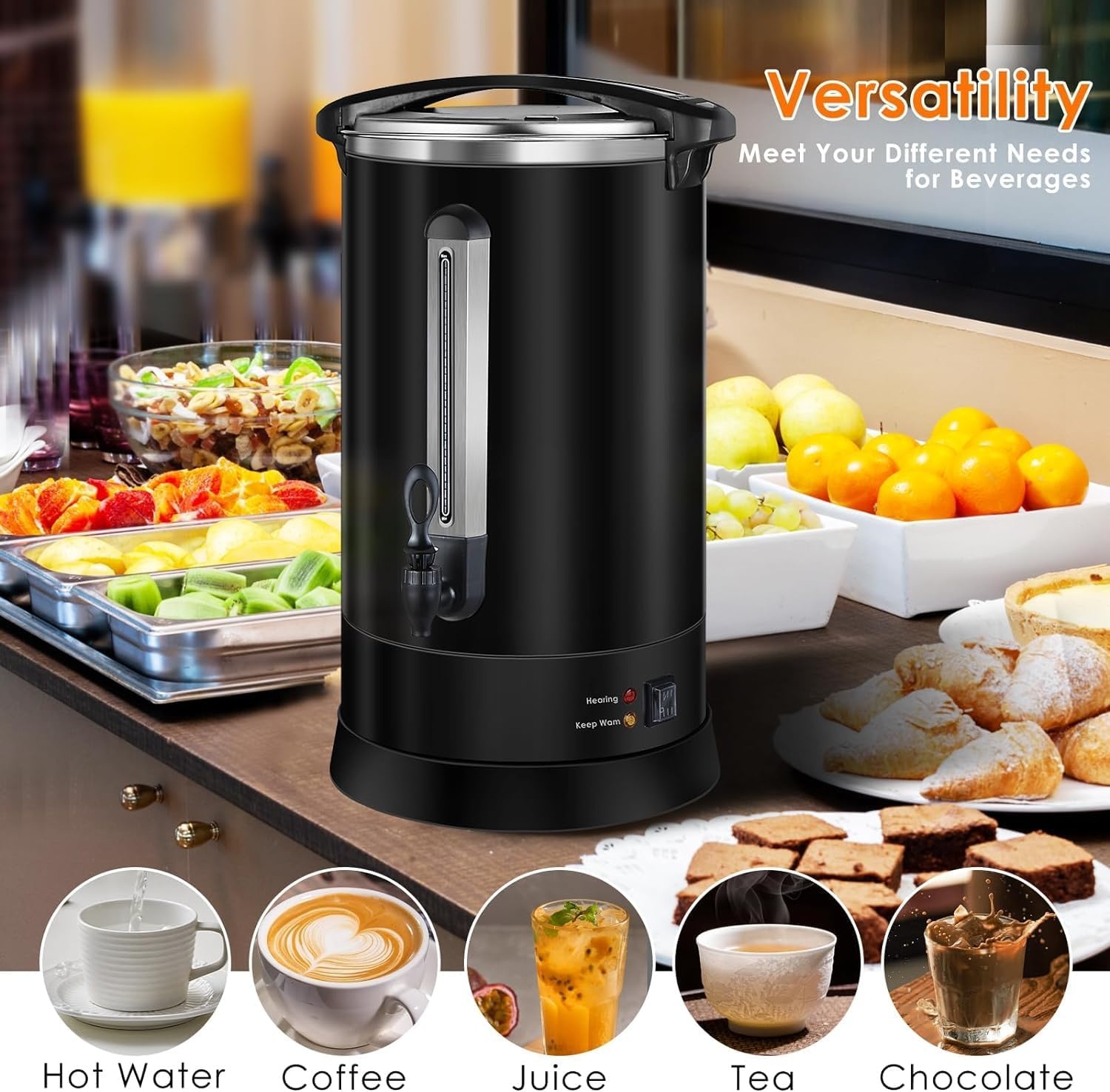 17L RVS Filterkoffieapparaat - 113 Kops - Snel & Dubbelwandig
