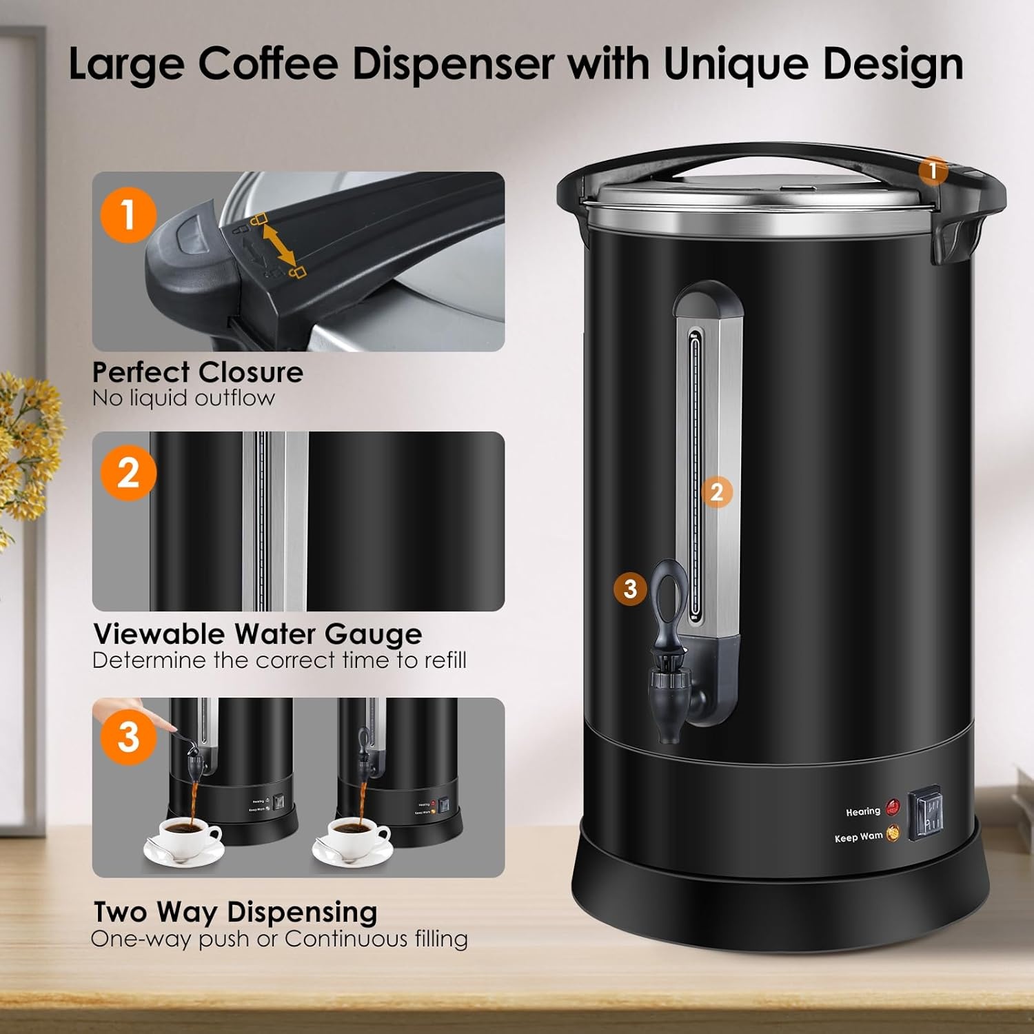 17L RVS Filterkoffieapparaat - 113 Kops - Snel & Dubbelwandig