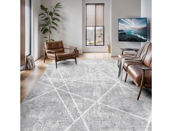Modern Geometrisch Vloerkleed IJsgrijs | 200x280 cm | Wasbaar & Antislip | -29%