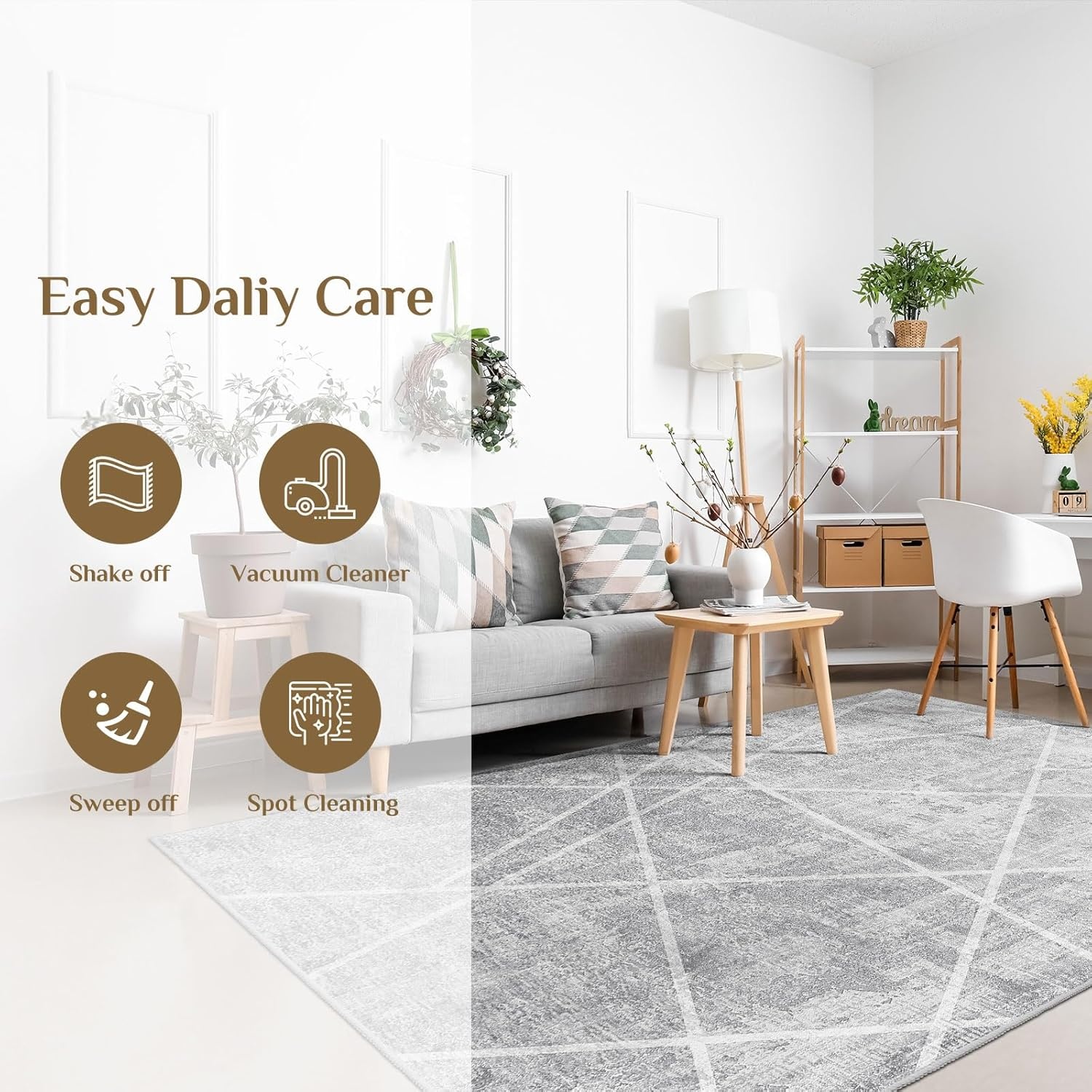 Modern Geometrisch Vloerkleed IJsgrijs | 200x280 cm | Wasbaar & Antislip | -29%
