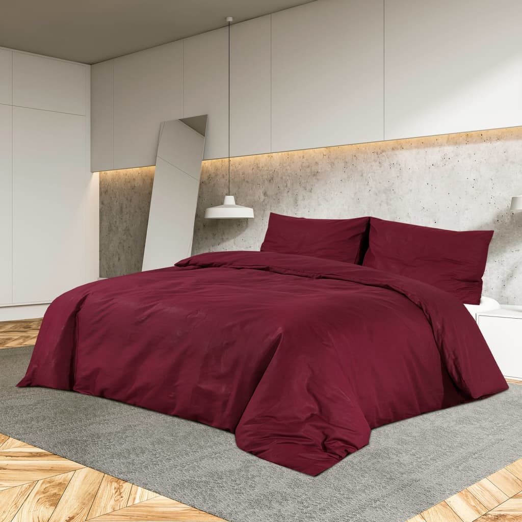 VidaXL Katoenen Dekbedovertrekset Bordeauxrood 220x240 cm - 33% Korting!