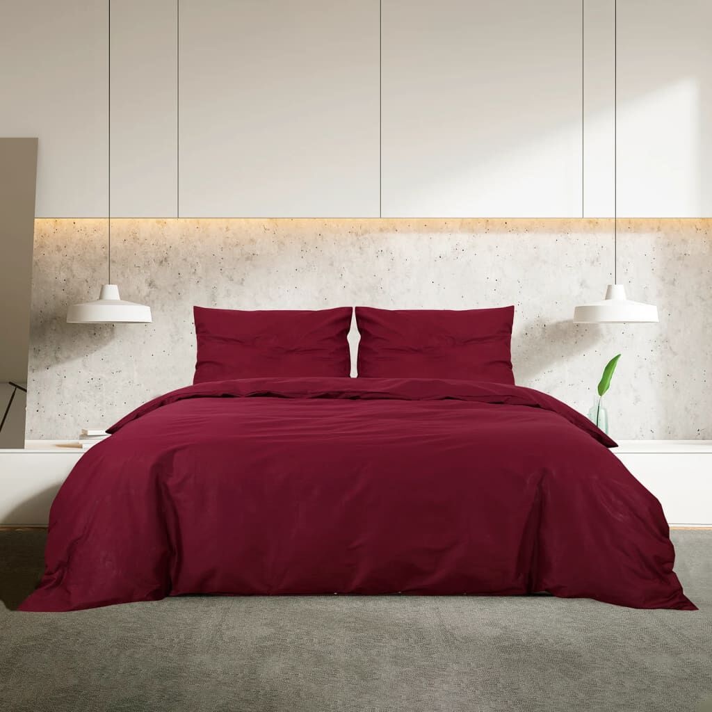 VidaXL Katoenen Dekbedovertrekset Bordeauxrood 220x240 cm - 33% Korting!