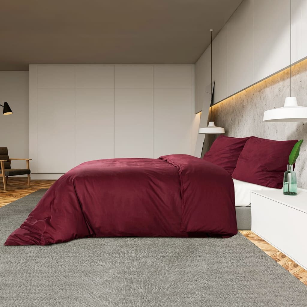VidaXL Katoenen Dekbedovertrekset Bordeauxrood 220x240 cm - 33% Korting!