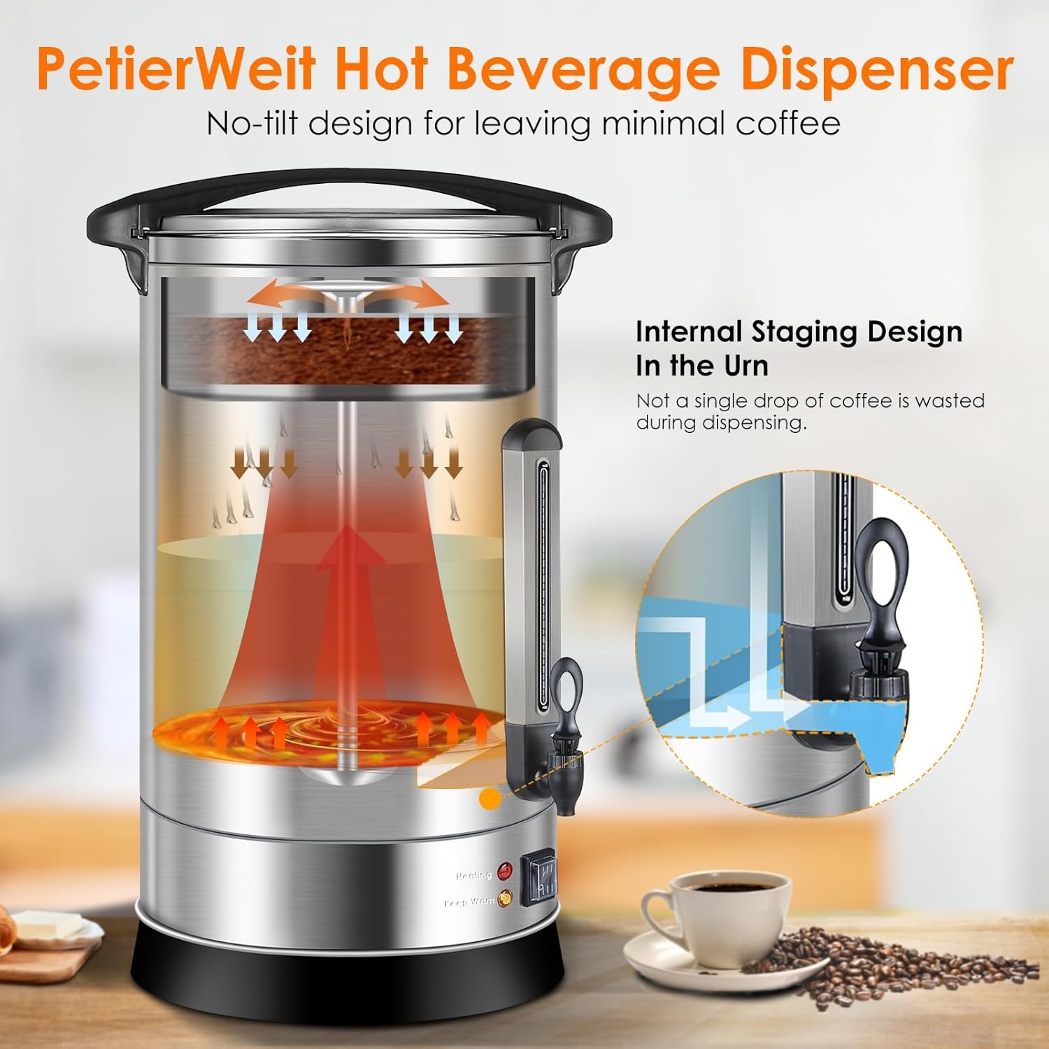 17L RVS Filterkoffieapparaat 113 Kopjes 1500W - Zilver | 28% Korting