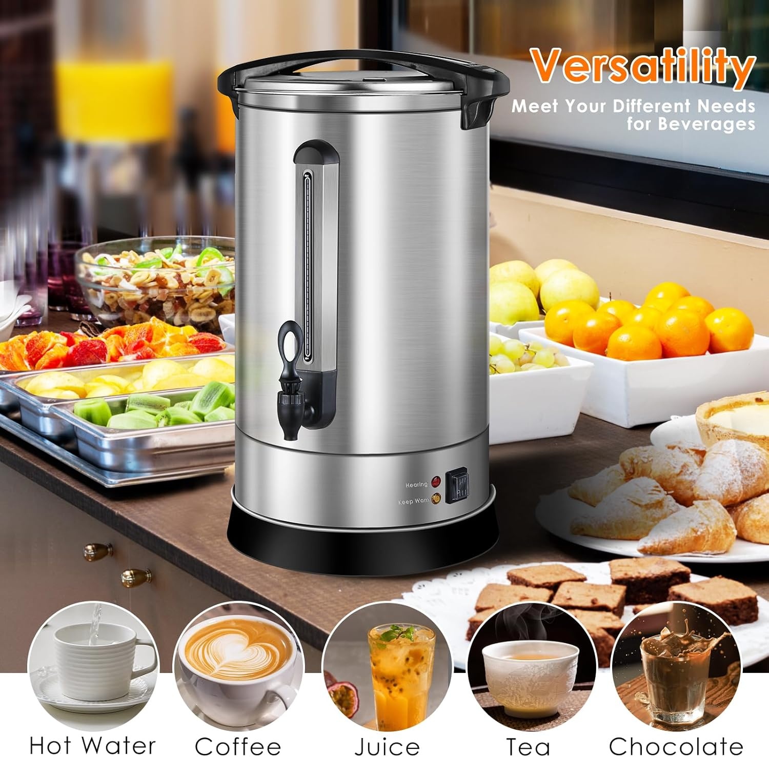 17L RVS Filterkoffieapparaat 113 Kopjes 1500W - Zilver | 28% Korting