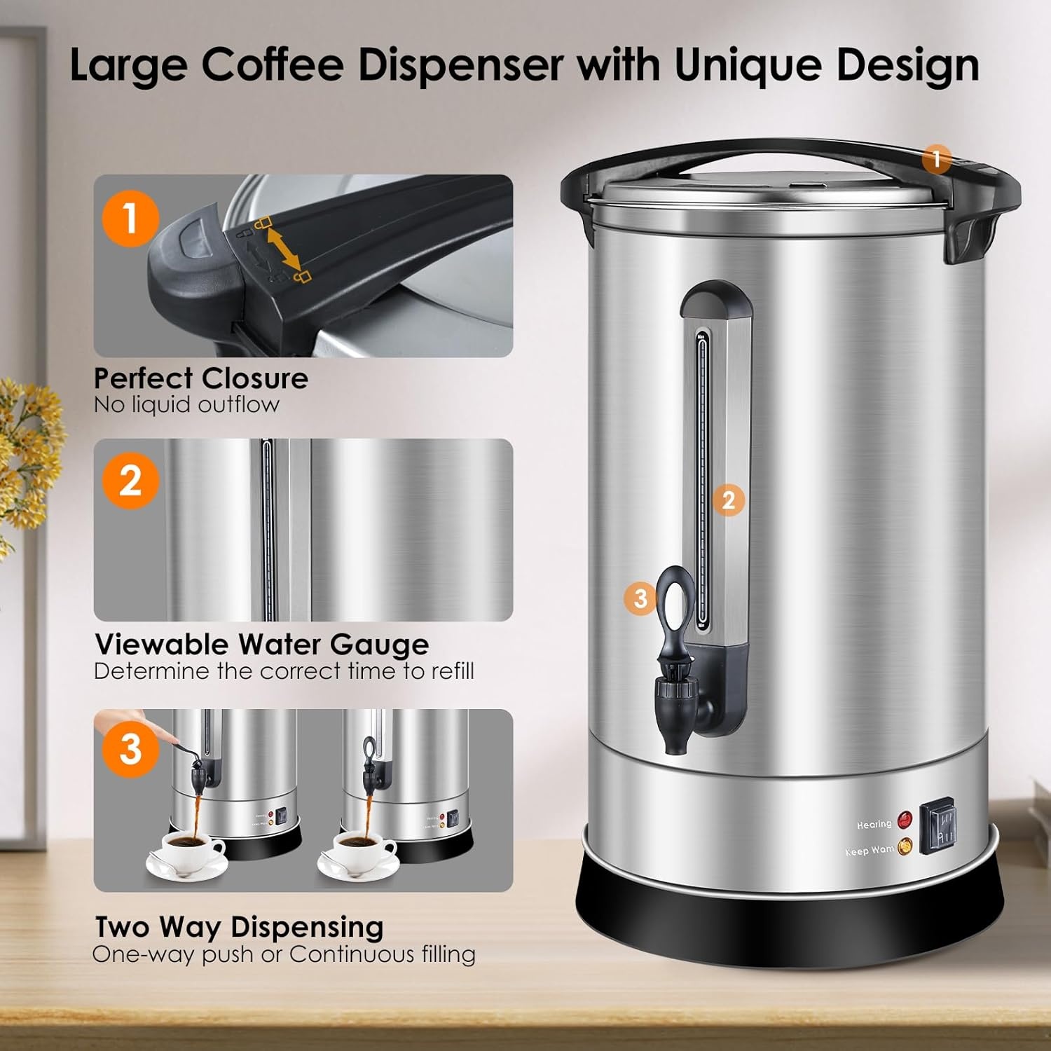 17L RVS Filterkoffieapparaat 113 Kopjes 1500W - Zilver | 28% Korting