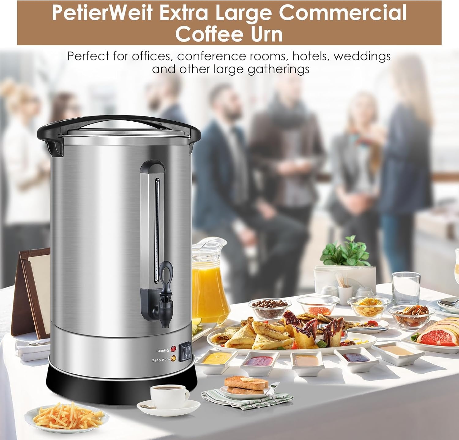 17L RVS Filterkoffieapparaat 113 Kopjes 1500W - Zilver | 28% Korting