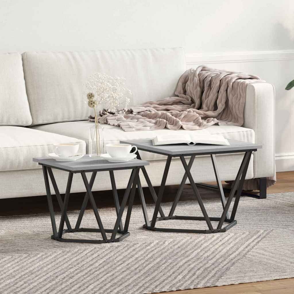 Moderne Bijzettafelset 2 stuks - Grijs Sonoma - 33% Korting