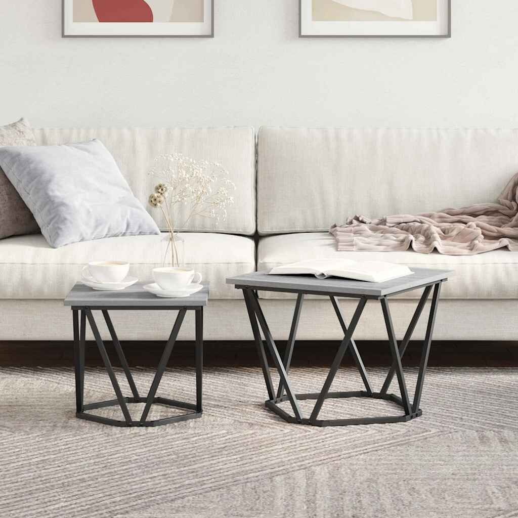 Moderne Bijzettafelset 2 stuks - Grijs Sonoma - 33% Korting