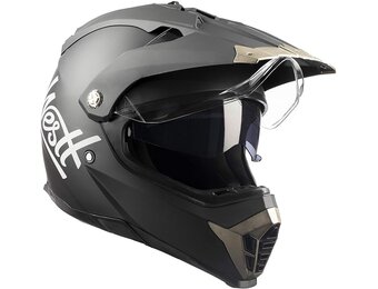 Crossmotorhelm Mat Zwart met Dubbel Vizier & NFC - 34% Korting