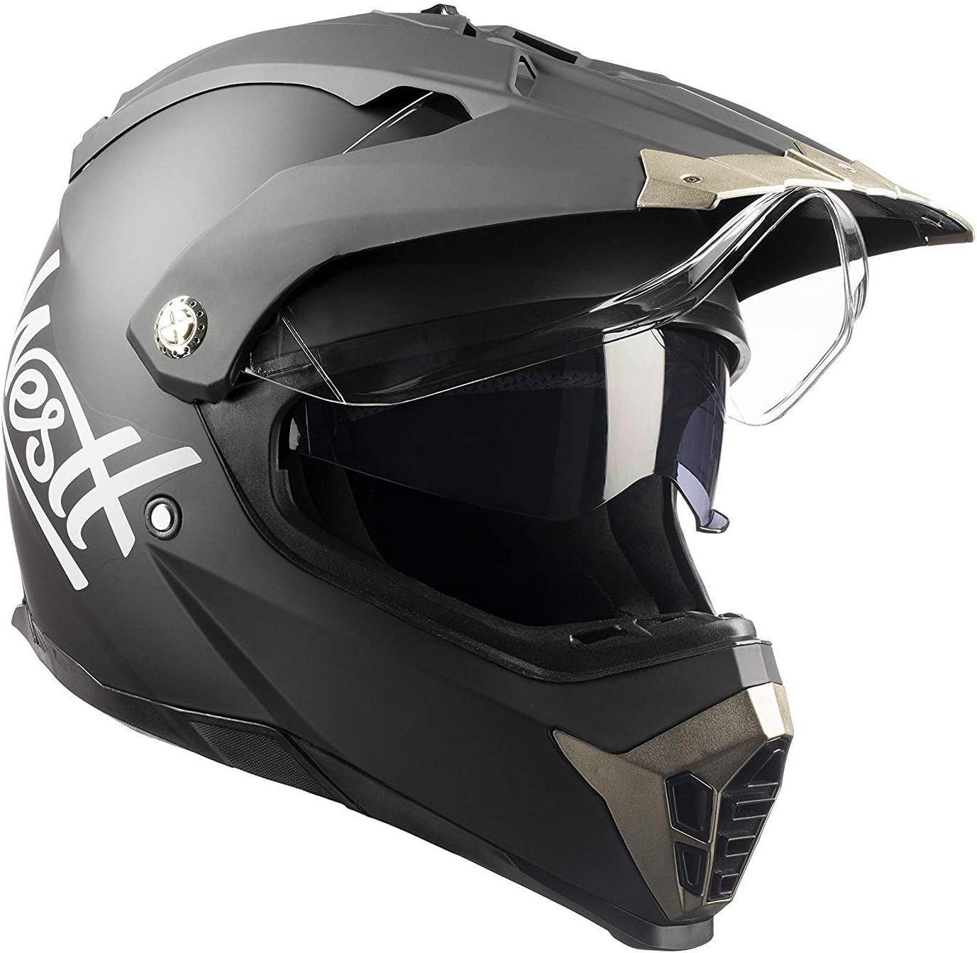 Crossmotorhelm Mat Zwart met Dubbel Vizier & NFC - 34% Korting