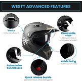 Crossmotorhelm Mat Zwart met Dubbel Vizier & NFC - 34% Korting