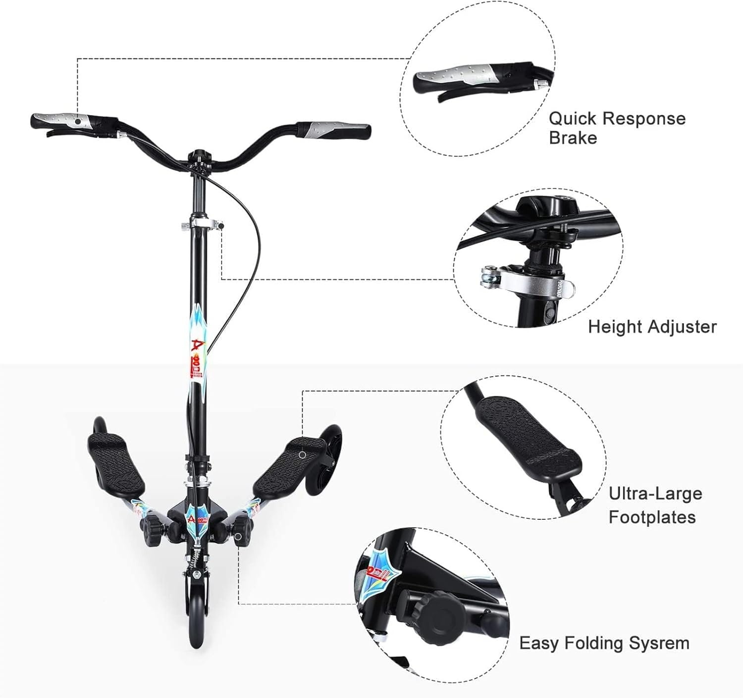 Wiggle Scooter Zwart - Opvouwbaar & Verstelbaar - 34% Korting!
