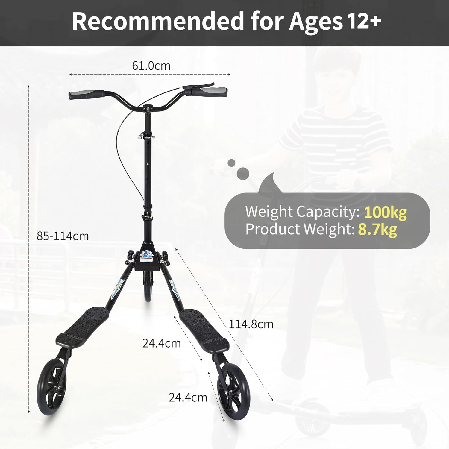 Wiggle Scooter Zwart - Opvouwbaar & Verstelbaar - 34% Korting!