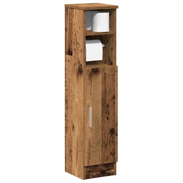Badkamerkast met rolhouder, 20.5x22x90 cm, Oud Houtkleurig - 29% Korting!