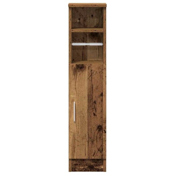 Badkamerkast met rolhouder, 20.5x22x90 cm, Oud Houtkleurig - 29% Korting!