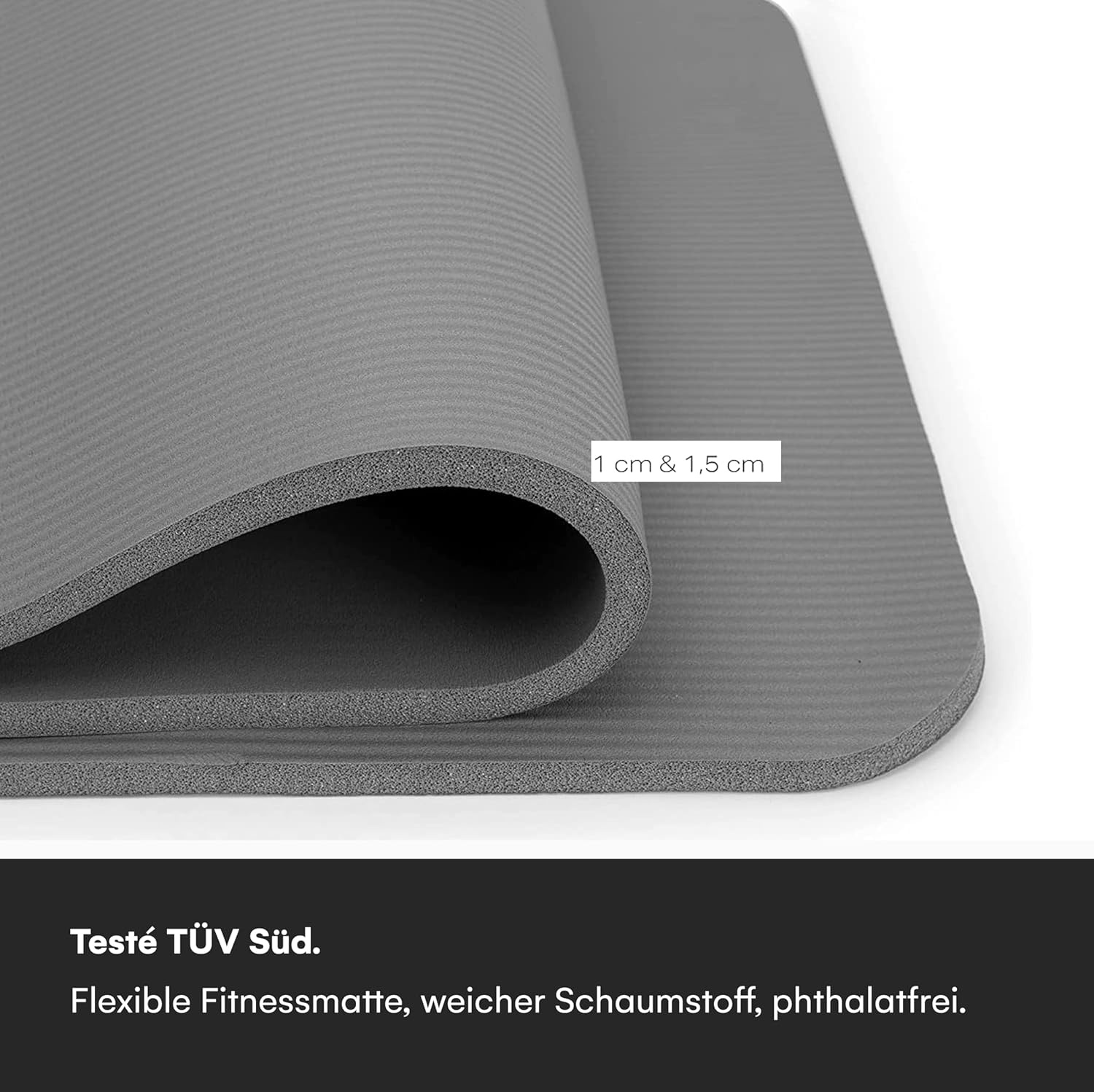 POWRX Anti-slip Fitnessmat 1.5cm dik, Zwart (34% korting)