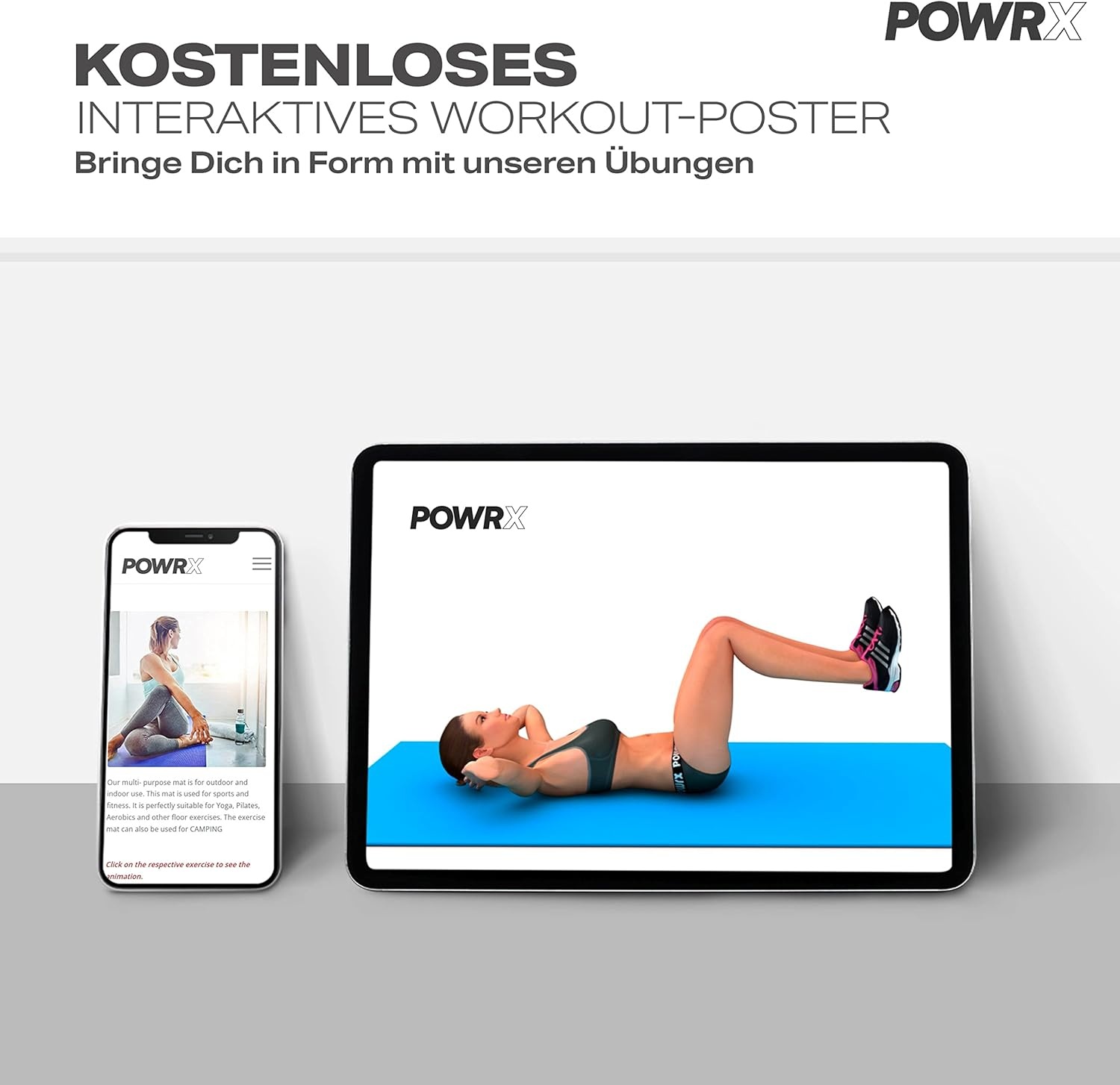POWRX Anti-slip Fitnessmat 1.5cm dik, Zwart (34% korting)