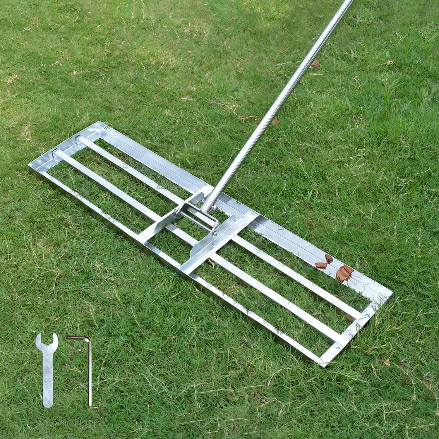 Gras egalisatiehark 71cm - RVS - Verstelbaar 80-210cm | 34% Korting