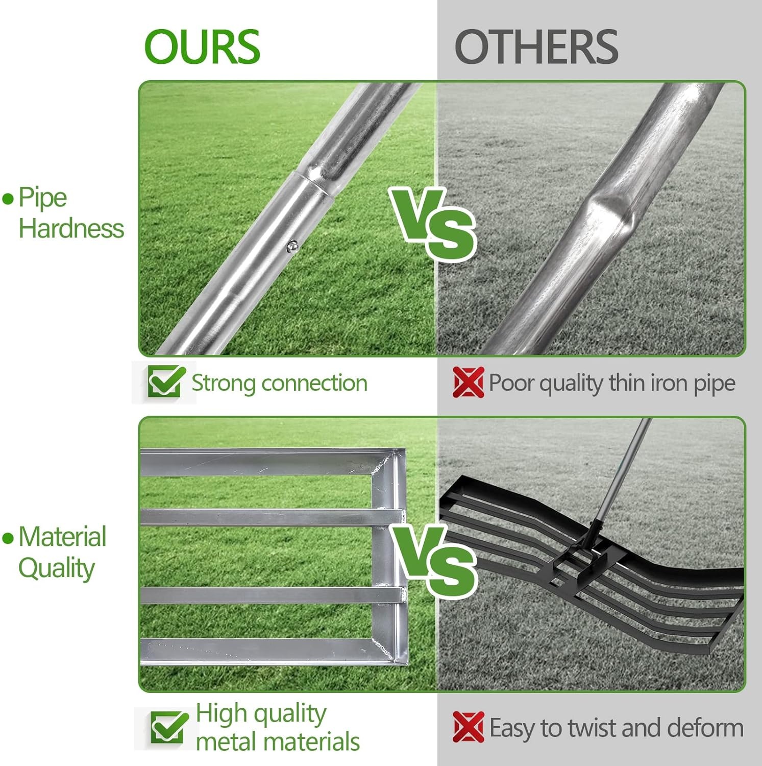 Gras egalisatiehark 71cm - RVS - Verstelbaar 80-210cm | 34% Korting