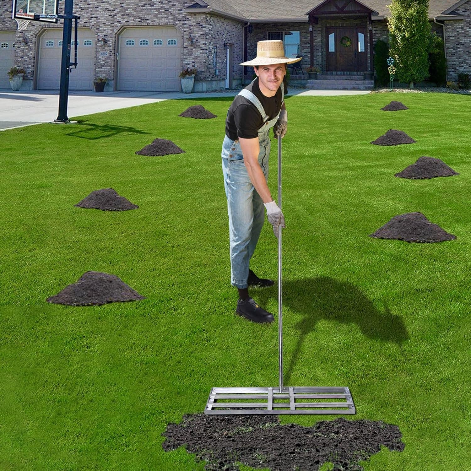 Gras egalisatiehark 71cm - RVS - Verstelbaar 80-210cm | 34% Korting