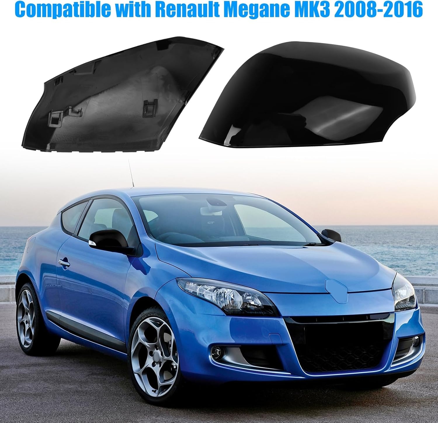 Spiegelkappen Renault Megane MK3 Zwart ABS - 29% Korting