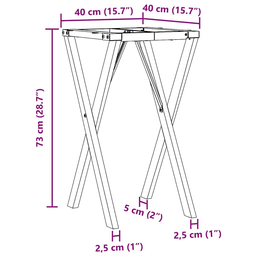 X-frame Eettafelpoten van Gietijzer - 40x40x73 cm met 55% Korting