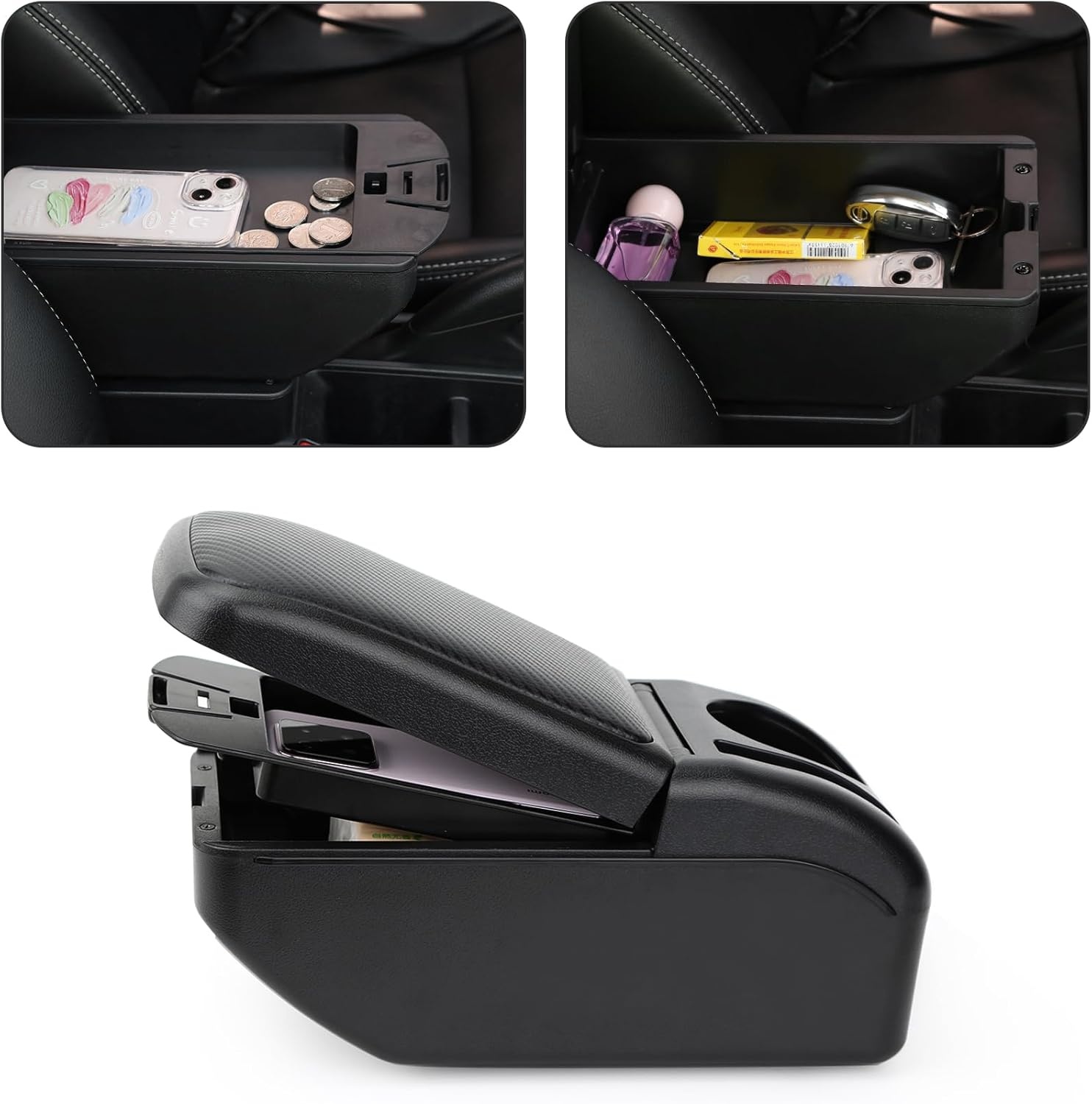 Armsteun Middenconsole Peugeot 208 (2012-2018) met USB & Bekerhouders - 34% Korting!