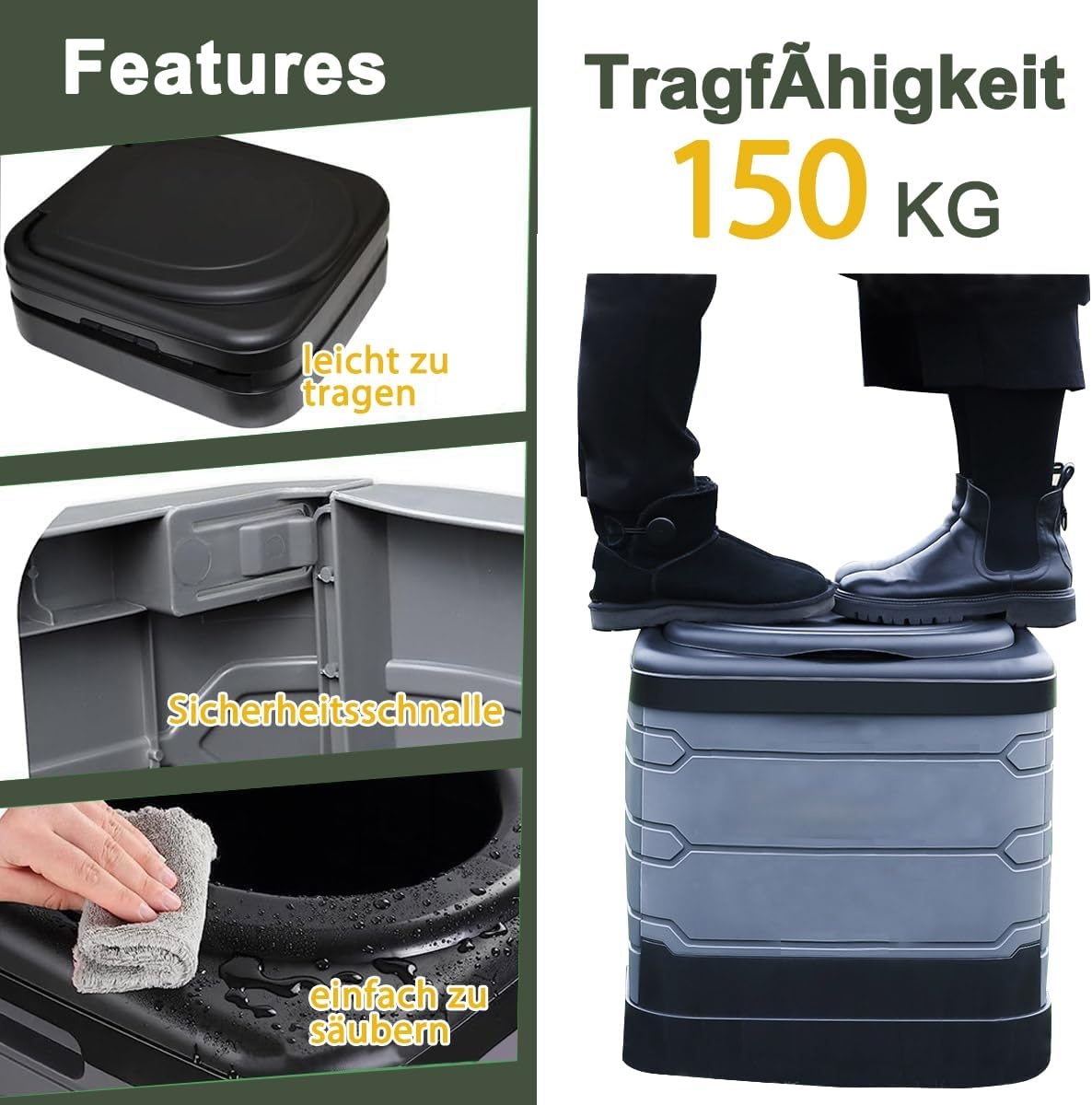 Opvouwbaar Campingtoilet XXL: Mobiel & Comfortabel - 34% Korting!