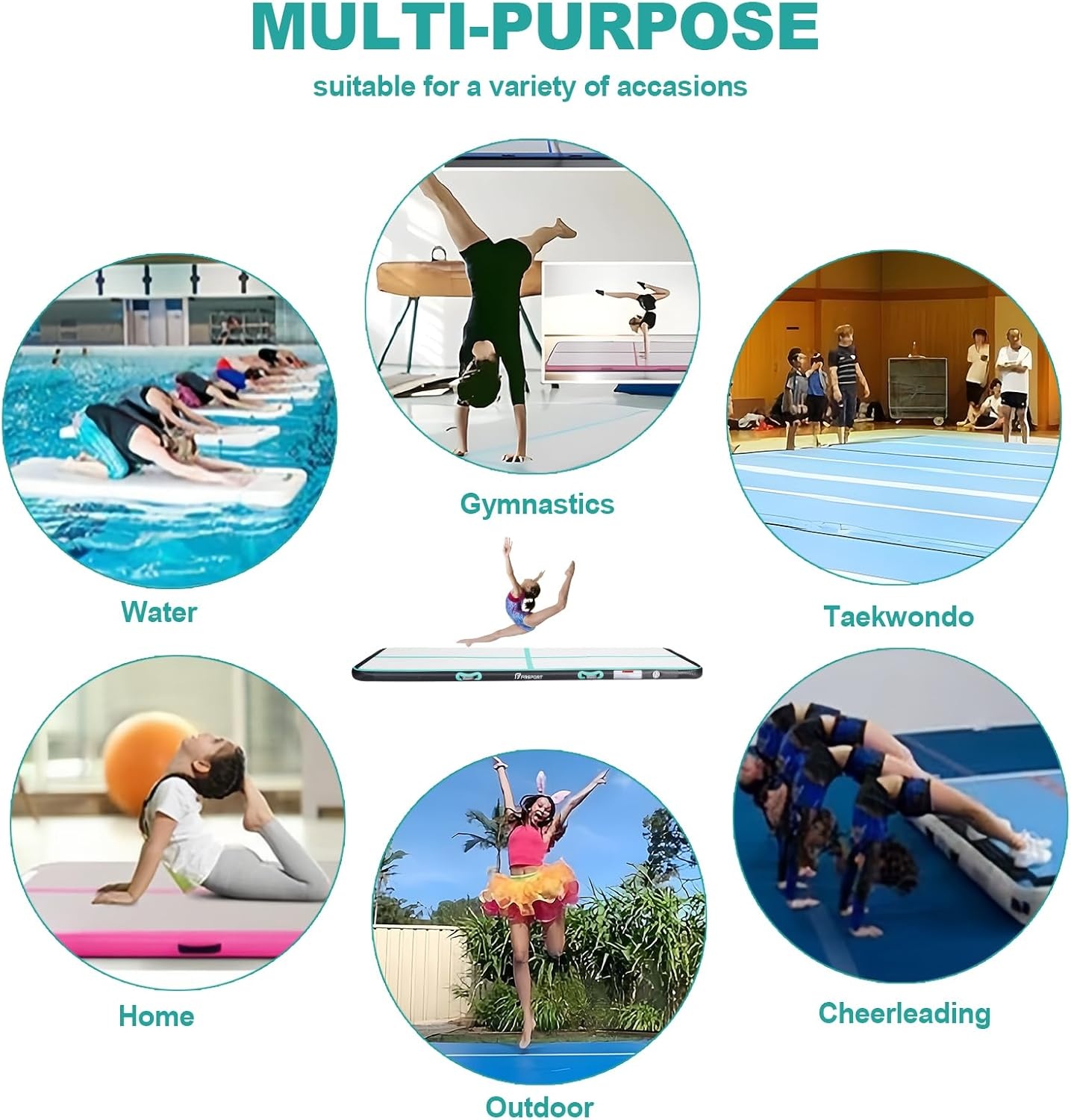 Opblaasbare Trainingsmat FBSPORT - 20cm Dik, Ideaal voor Gym & Yoga