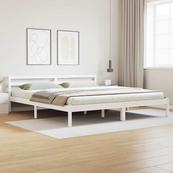 Wit Grenenhouten Bedframe met Hoofdeinde 220x200 cm | 35% Korting