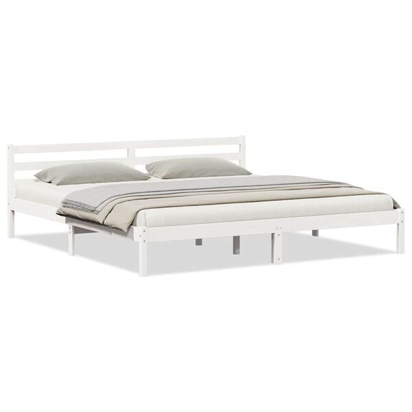 Wit Grenenhouten Bedframe met Hoofdeinde 220x200 cm | 35% Korting
