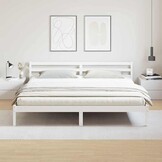 Wit Grenenhouten Bedframe met Hoofdeinde 220x200 cm | 35% Korting