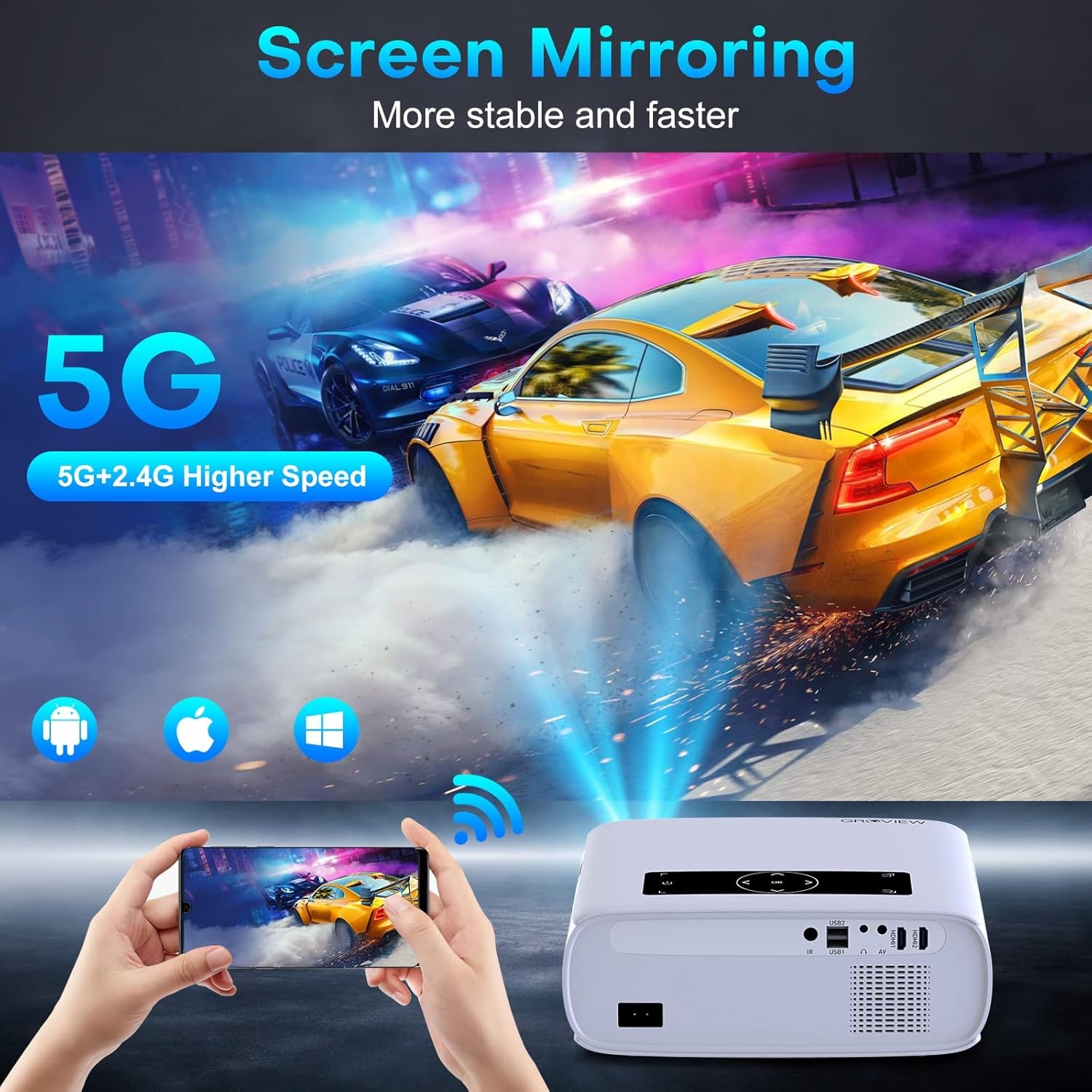Full HD Beamer met 4K Ondersteuning & 5G WiFi - 41% Korting!