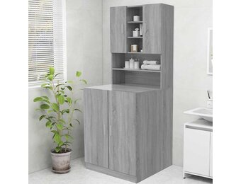 Wasmachinekast 70.5x25.5x90 cm Grijs Sonoma Eiken - 58% Korting