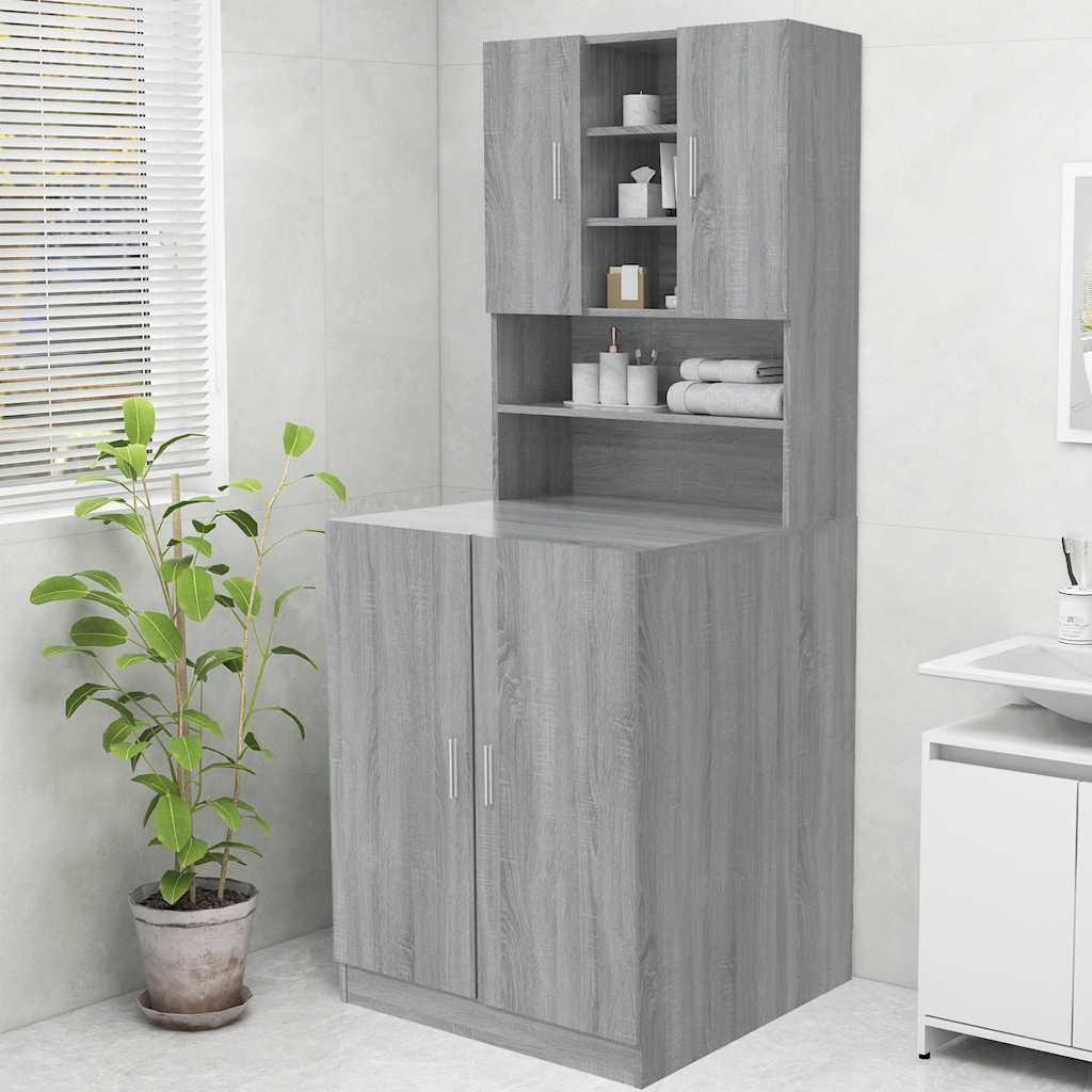 Wasmachinekast 70.5x25.5x90 cm Grijs Sonoma Eiken - 58% Korting
