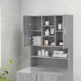 Wasmachinekast 70.5x25.5x90 cm Grijs Sonoma Eiken - 58% Korting