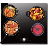 NOXTON Keramische Kookplaat 60cm Zwart - 4 Zones met 59% Korting