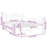 VidaXL Bedframe Metaal Wit 120x200cm (35% Korting)