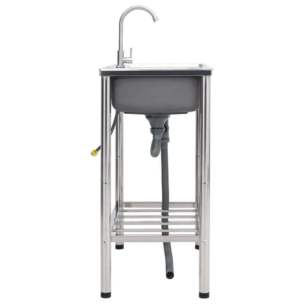 Dubbele RVS Campinggootsteen met Kraan - 47% Korting