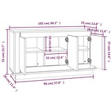 Wit Dressoir 102x35x55 cm Bewerkt Hout - 34% Korting