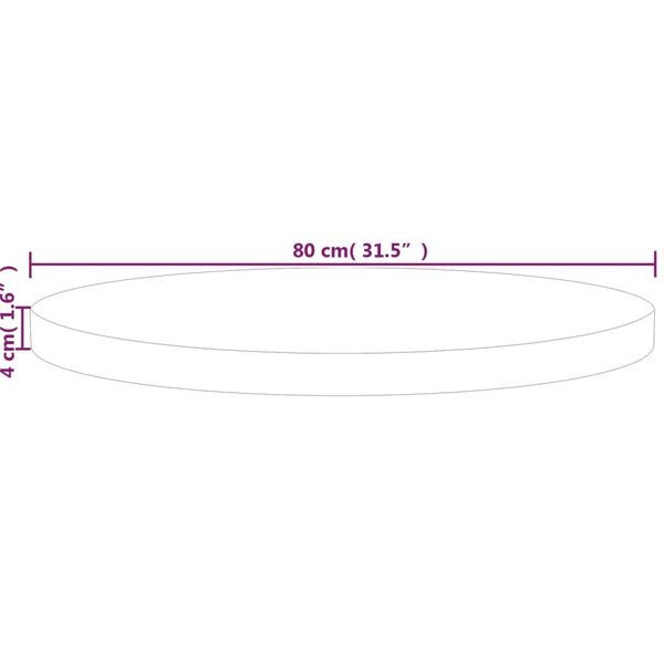 Massief Eiken Tafelblad Rond 80cm Ø - Onbehandeld met 35% Korting