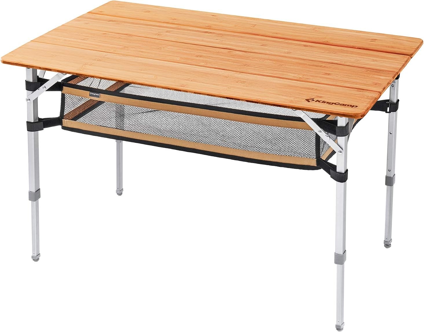KingCamp Bamboe Klaptafel 100x65cm - In hoogte verstelbaar, 30% Korting!