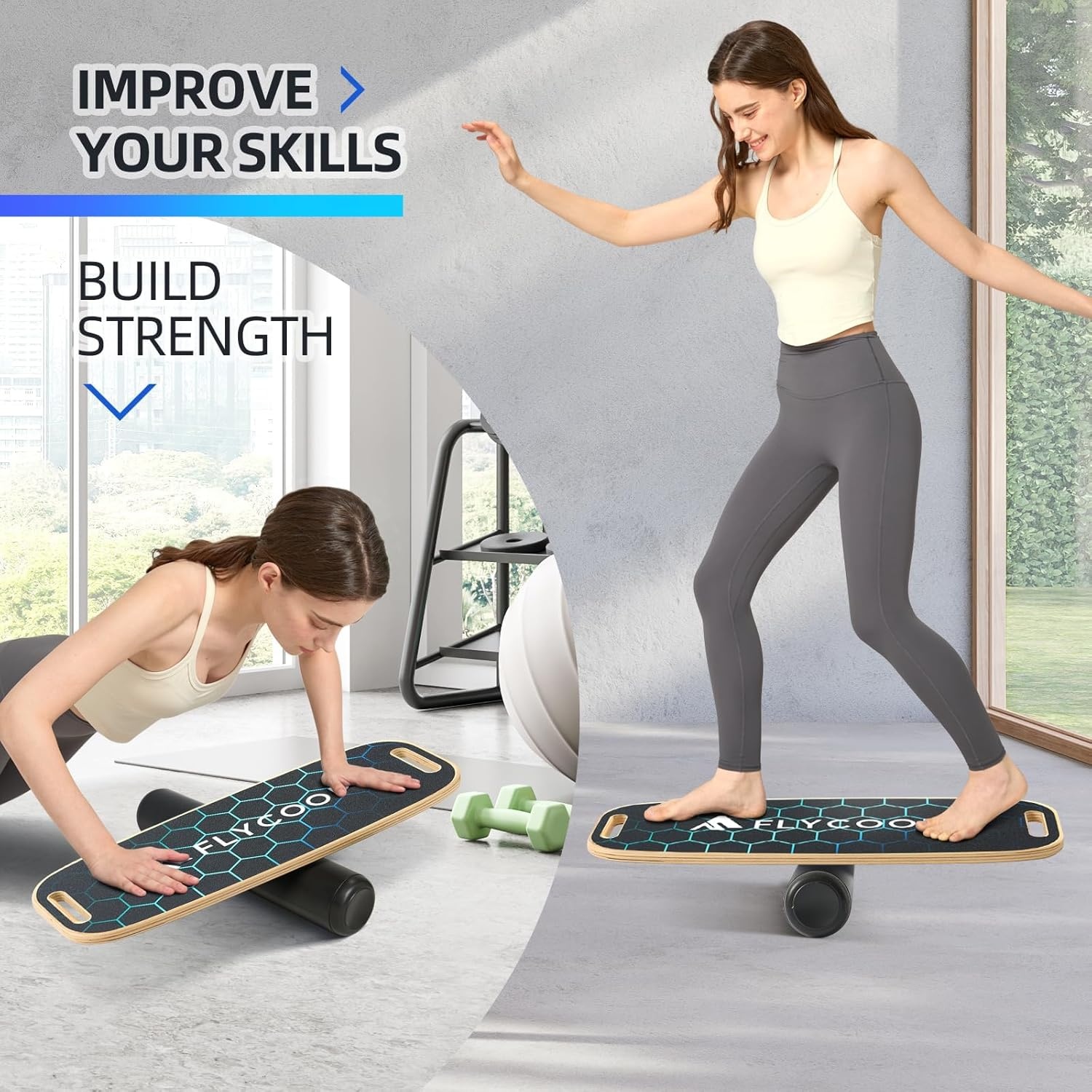 Balance Board met Rol - Balans & Coördinatie Trainer - Zwart (34% korting)