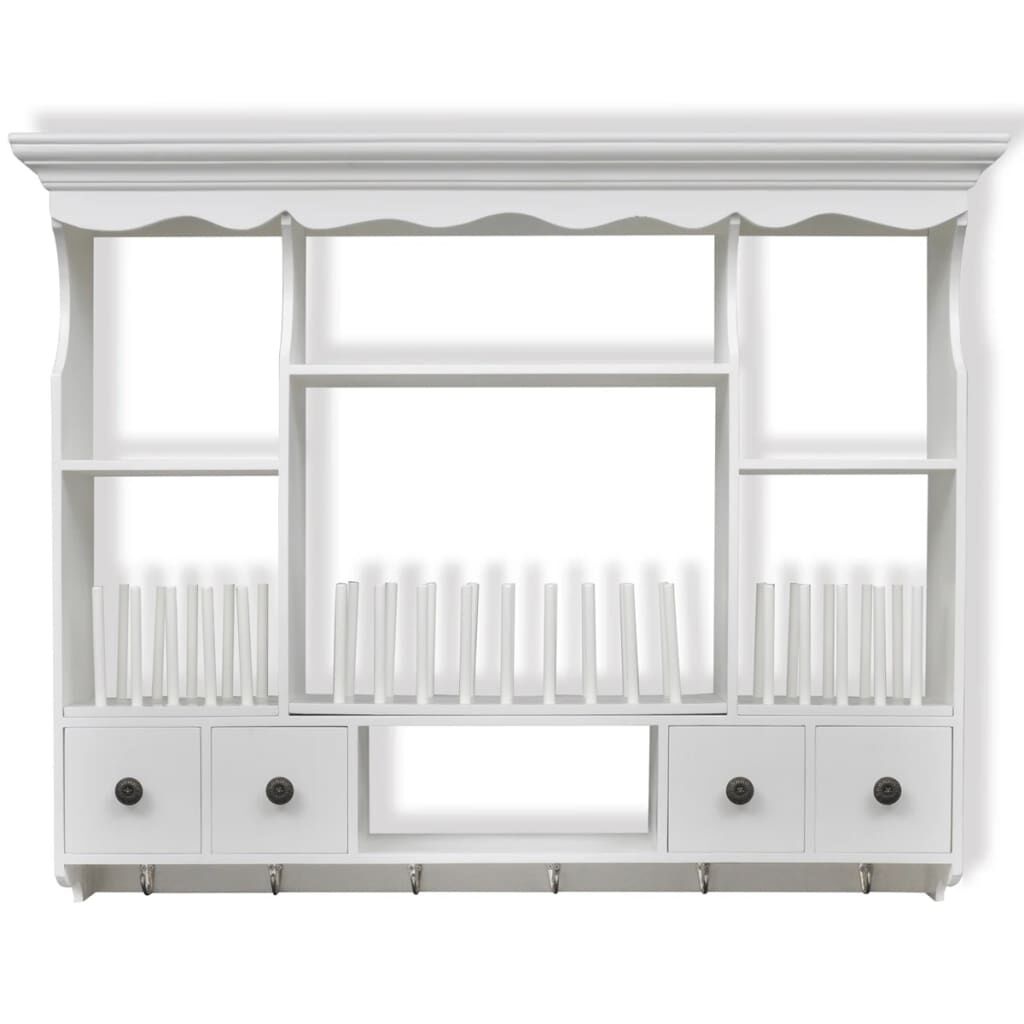 Houten Keukenwandkast Wit met 4 Lades & 4 Schappen - 35% Korting